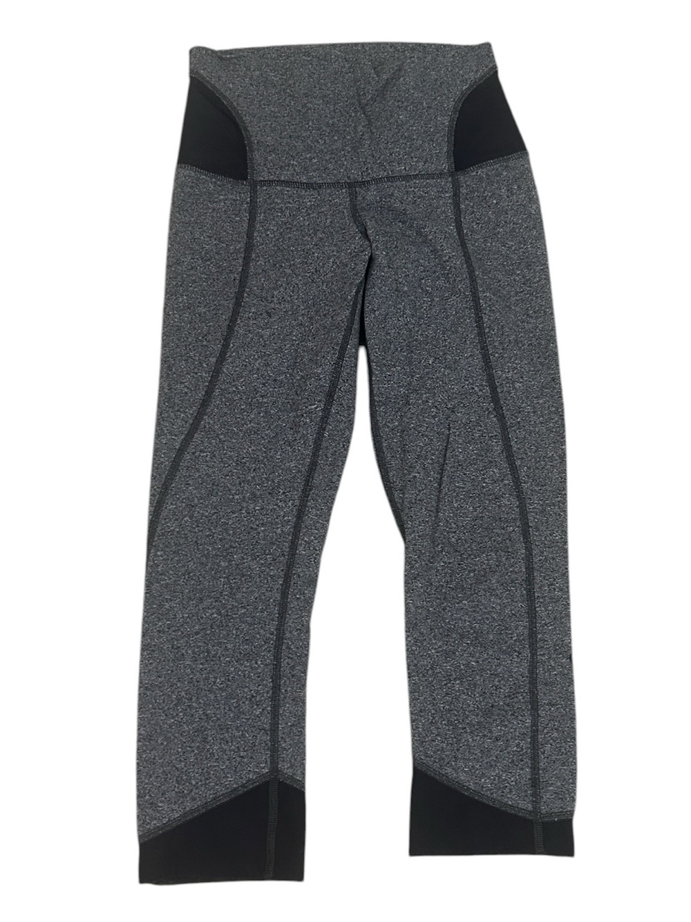 lululemon athletica high waist Black & gray cropped Leggings Overstitching 6